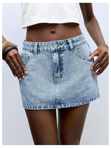 Floerns Women's Y2k Bow Embroidery Denim Skirt Low Rise Streetwear Mini Jean Skirt2