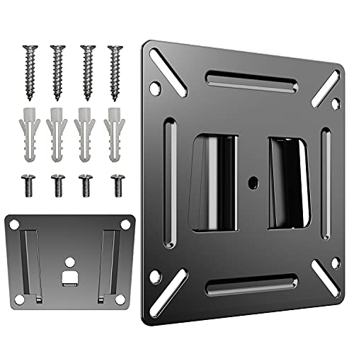 JXMTSPW Soporte de pared para monitor para la mayoría de televisores de 14 a 24 pulgadas, universal, de perfil bajo, para RV, TV, montaje en pared VESA de hasta 100 x 100 mm, peso máximo de 30 libras