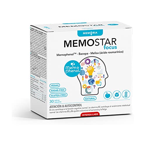 Memostar Focus 30 Sobres - Complemento Nutricional que contribuye a la función cognitiva normal y al rendimiento intelectual normal.