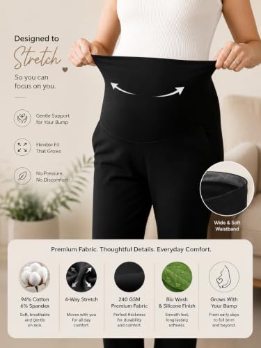 Image of MomToBe Women's Straight Fit Mid Rise Trouser
