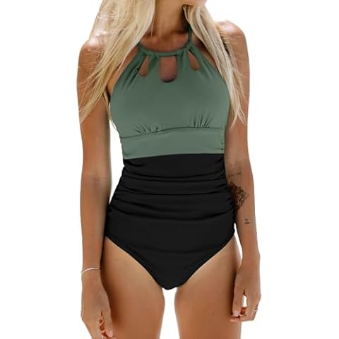 CUPSHE High Neck One Piece Swimsuit with Tummy Control Cover