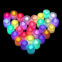 uhat® Pack de 24 velas sin llama velas de té que cambia de color luz de velas LED luz para fiesta, fiesta, regalo, día de San Valentín