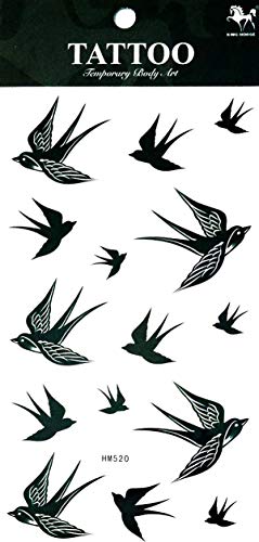 Rareeasy Waterproof Tattoo Sticker RAREEASY WATERPROOF TATTOO001 Tattoos 2 Sheets Temporary Tattoo 3D Cartoon Black Bird thumb #1