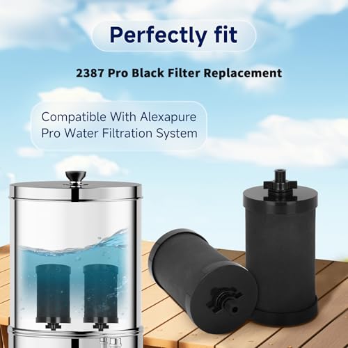 Image of 2387 Pro Filter Replacement, NSF /ANSI 42 Certified for Alexapure Water Filter Replacement, 5,000 Gallon Throughput Capacity Compatible with Alexapure Water Filtration System - 1 Filter Pack Black