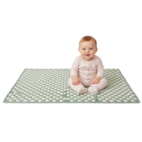 Matelas à langer en coton bio vert et beige de 50x83 cm pour bébé