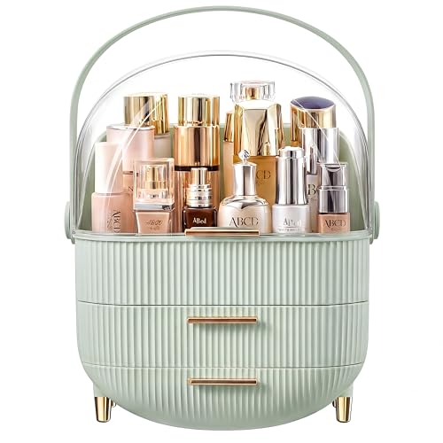 TidyTrove Makeup Organiser Desk Organiser with Dustproof Cover Green
