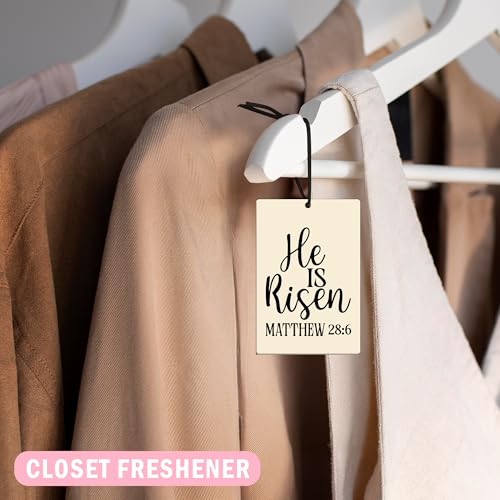 Image of Easter Christian Car Air Freshener 4Pcs, Religious Bible Verse Scripture Air Freshener for Car Interior Closet Drawer Books, Jesus Easter Christian Car Mirror Decor Hanging