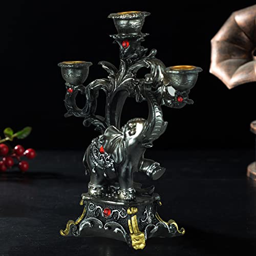 Vonsya Elephant Candlestick Holders Taper Candle Holders, Candle Stick Holders Set, Gold & Black Brass Candlestick Holders Set Table Decorative Modern Candle Holders For Tapered Candles (3 Arms) #TOP1