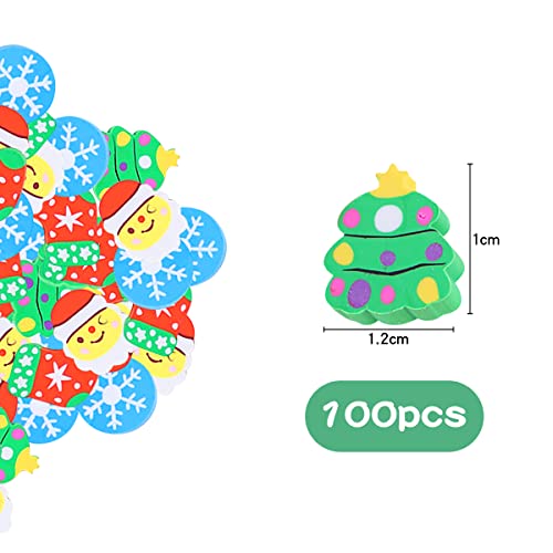 Jagowa 100 PCS Mini Erasers Novelty Christmas Erasers for Kids Mini Pencil Eraser Rewards Prizes Party Favors