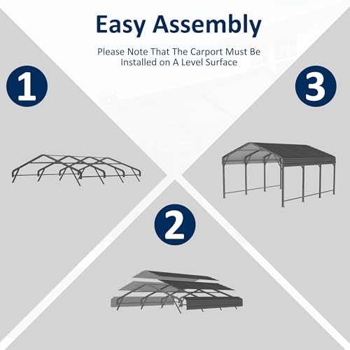 Image of AIRWIRE 10x15 Metal Carport Carports with Reinforced Base Heavy Duty Garage Outdoor Galvanized Car Shelter for Car, Boats and Truck