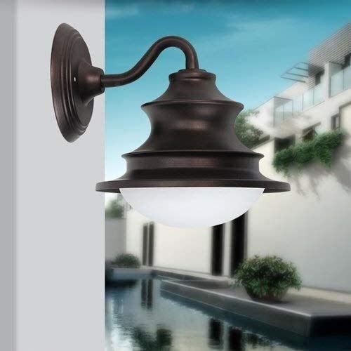 Preisvergleich Produktbild CHHD Moderne Außenleuchten, wasserdichte Schwarze Wandleuchte aus Aluminiumdruckguss Aluminium Regenschutz E27 Retro Landschaft Glaswandlaterne für Korridor Balkon Garten V