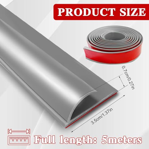 MeYuxg Selbstklebende Randleiste für Teppiche, 5M Teppicheinfassband Selbstklebend, PVC Eppich- und Boden Übergangsleiste Selbstklebend, Leicht zu Schneiden, für Türkanten, Teppiche, Treppen(Grau)