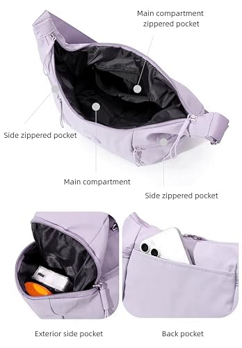 Image of WildHorn Nylon Shoulder Sling Bag for Women | Lightweight Crossbody Travel Bag with Multiple Zipper Pockets | Everyday Casual Handbag with Adjustable Strap (30 x 28 x 10 cm)