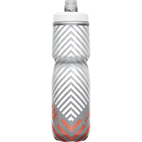 Camelbak Podium Chill Insulated Bike Water Bottle - Easy Squeeze Bottle - Fits Most Bike Cages - 24Oz, Coral Stripe #TOP1