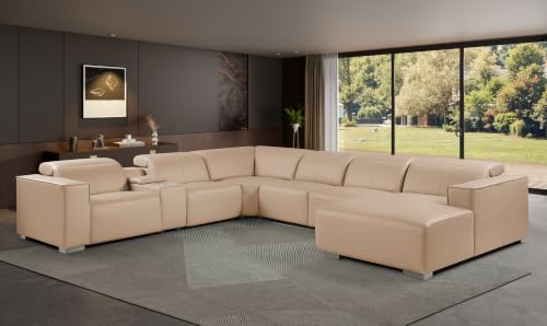 Umbria 7-Piece Right-Facing Genuine Leather Power Reclining Sectional Sofa
