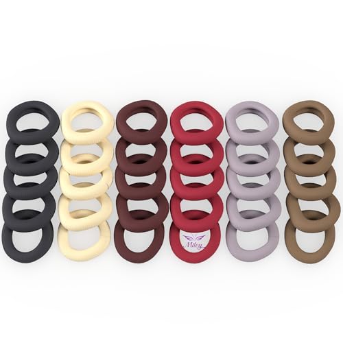 Miley Banda de goma para mujeres/niñas, 30 unidades, colores exactos como en la imagen, banda de goma multicolor, tonos pastel lisos, lazos para el pelo de calidad para colas de caballo y trenzas