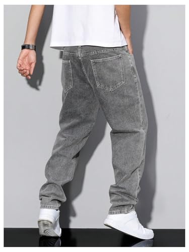 GORGLITTER Men's Baggy Jeans 90s Vintage High Waist Denim Pants Hip Hop Streetwear Trousers3