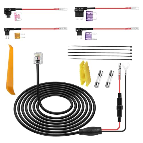 XMSJSIY Kit de cableado Duro del Detector de Radar rj11 Kit de Cable Directo Detector de Radar localizador GPS a Bordo Conectado rápidamente, con 4 Cables de alimentación de fusibles - 13ft / 4M