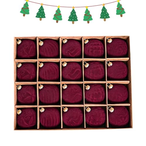 Nybhyjka 20 Piezas De Bolas De Navidad De Terciopelo,Adornos Navideños De Terciopelo Bolas Juego De Adornos Para Árbol De Navidad 6Cm Bolas De Terciopelo Vintage Rojo Y Dorado, Grandes Esferas Colgant