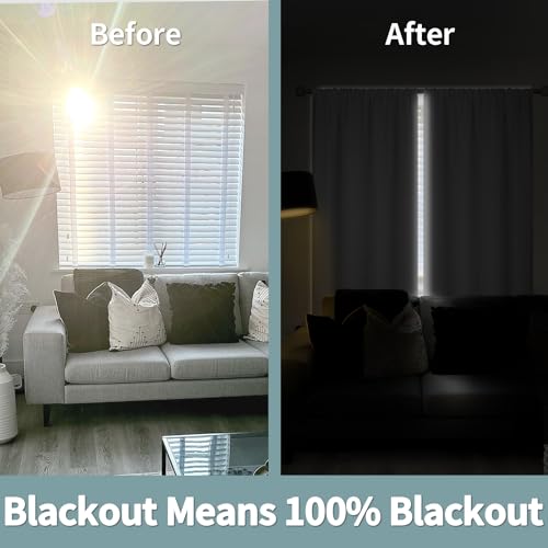 BGment Long Blackout Curtains for Living Room 108 Inch Length, Full Room Darkening Thermal Insulated Noise Reducing Bedroom Window Curtains with Rod Pocket, 2 Panels, Each 52 Inch Wide, Greyish White by BGment - Image 3