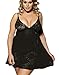 Produktbild marysgift Negligee Damen Verstellbaren Träger Babydoll Dessous für Frauen Nachtkleid Spitze-BH mit String Nachthemd Kleid Grosse Groessen 5XL EU 48 50 Schwarz