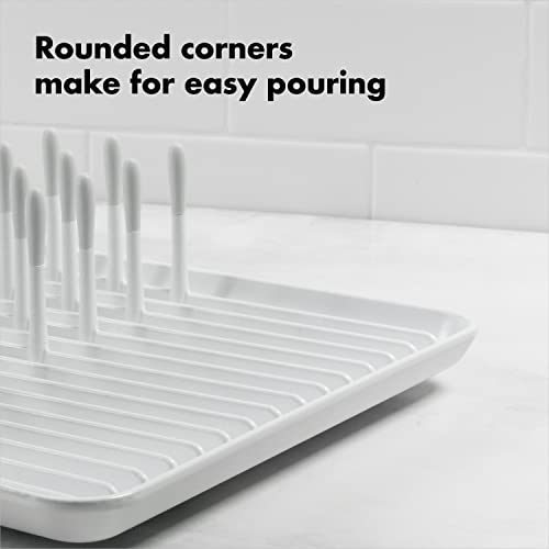 Image of OXO Good Grips Compact Dish Rack Biscuit | For Dishware | 13-3 /4 x 10-3 /8 x 3-1 /2 Inch | Non-Skid Feet | Pack of 4