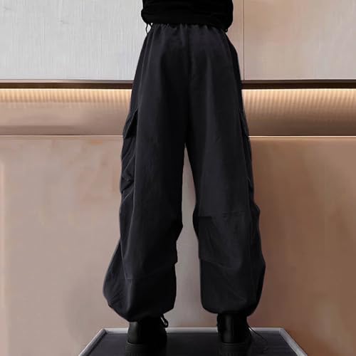 Beessbest Kids Cargo Pants Baggy Oversized High Waist Elastic Waistband Parachute Pants with 4 Pockets Youth 5-15Y3