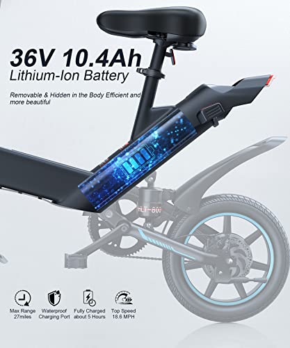 Sailnovo Electric Bike, Electric Bicycle With 18.5Mph Electric Bikes For Adults Teens E Bike With Pedals, 14" Waterproof Folding Mini Bikes With Dual Disc Brakes #TOP2
