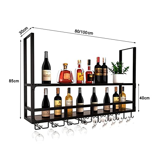 Estante para vino industrial de hierro y madera 80 cm miniatura 2