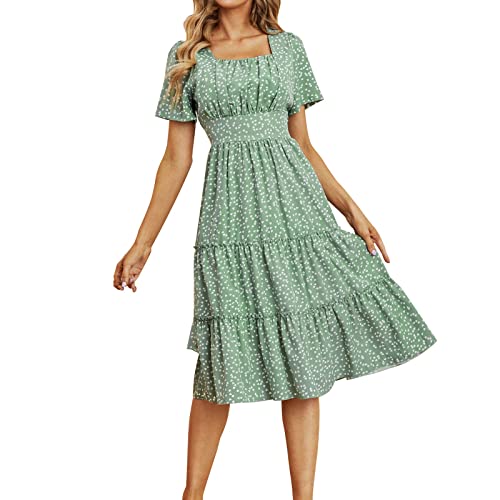 Robe maxi femme d'été robe midi manches courtes tunique ample plissée