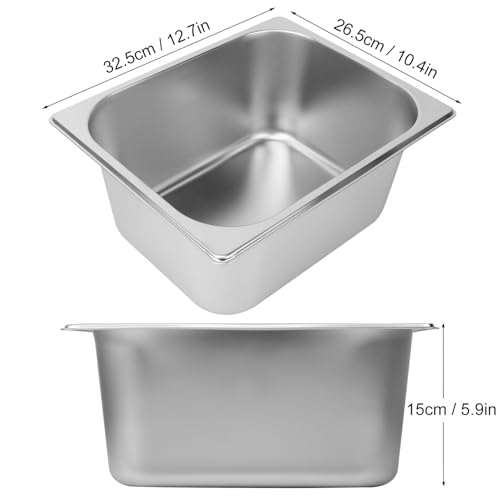 Image of 4 Pack 1 /2 Size, 6 Inch Deep Steam Table Pan, Silver 201 Stainless Steel Chafing Pan, Half Size Hotel Steam Pans for Weddings, Parties, Restaurants, Cafeterias and Hotels