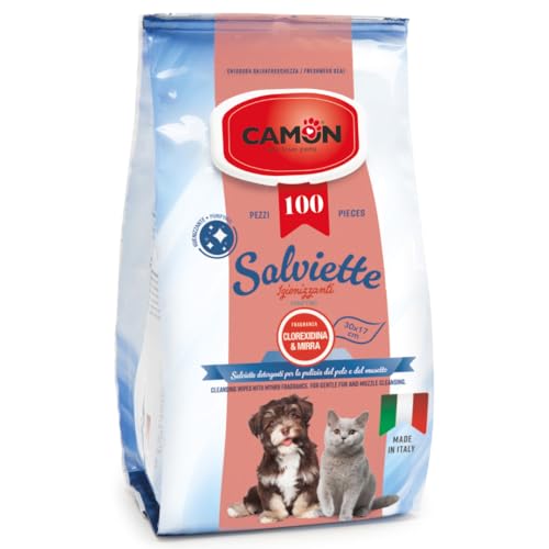 Camon Toallitas Higienizantes de Clorhexidina y Mirra para Perros - Limpieza y Purificación Eficaz para tu Mascota.