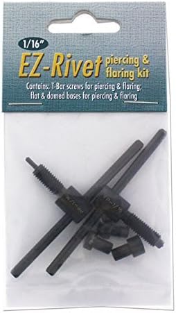 The Beadsmith EZ Rivet Kit para Perfuração e Alargamento de Metal com Parafusos T-bar de 1/16" e Bases Plana e Abaulada