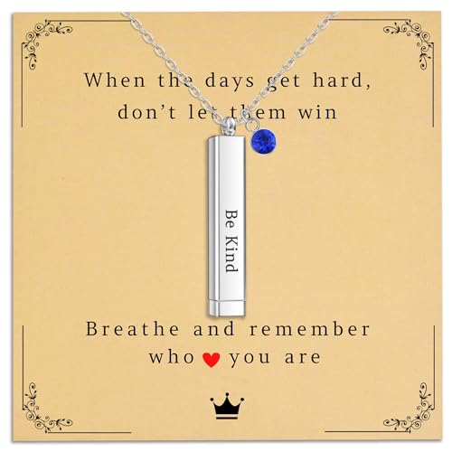 Gracayfr Be Kind Of A B Necklace Hidden Message Square Tube Vertical Bar Remember Who You Are Sister Best Friend Friendship Inspirational Necklace Jewelry Gifts September