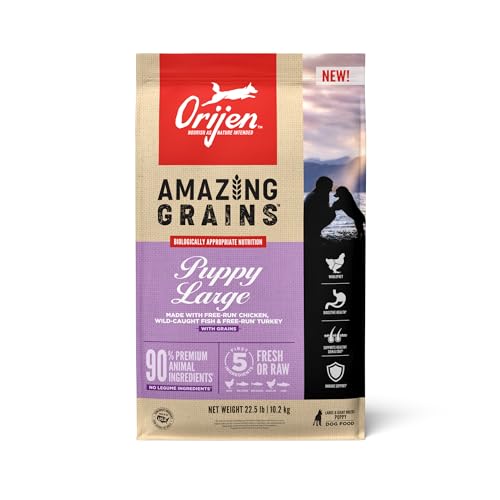 ORIJEN Amazing Grains High Protein Dry Dog Food Puppy Large Breed...