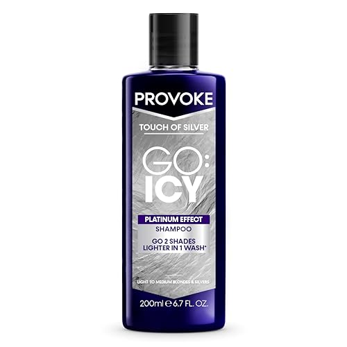 PROVOKE Touch of Silver Go Icy Shampoo 200ml Icy Platinum Look in Just 1 Wash Triple Toning Technology to Cool Down Brassy Tones Enriched with Keratin