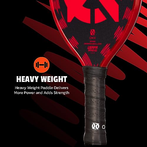Onix Graphite Evoke Tear Drop Pickleball Paddle Features Tear Drop Shape, Polypropylene Core, and Graphite Face, Red