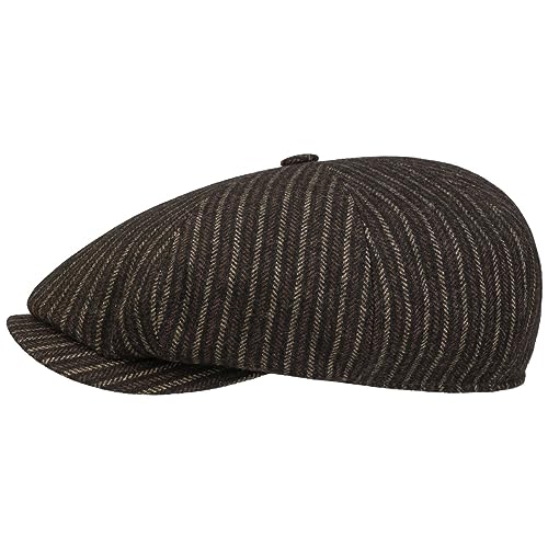 Stetson 8 Panel Woolen Stripe Flat Cap Men Dark Brown 7 1/8