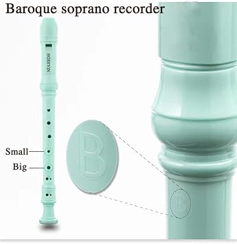Soprano Recorder Baroque style German style C Key 8 Holes Soprano Recorder for Beginners students (Baroque, Light green)