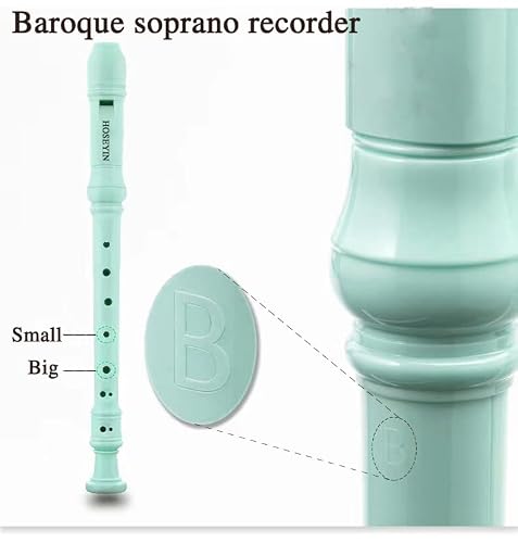 HOSEYIN Soprano Recorder Baroque style German style C Key 8 Holes Soprano Recorder for Beginners Kids students (Baroque, Light green)