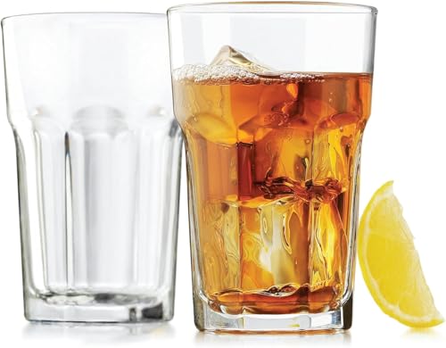 Image of 300 ML Highball Glass Set of 2 Large Drinking Glasses Heavy Base Tumblers for Water, Juice and Cocktails, Iced Tea, Milkshake, Coke,Home, Everyday Use-Dishwasher Safe (Rock 300ML, Set of 2)