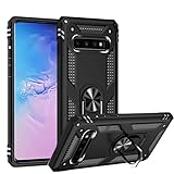 for Samsung Galaxy S10 4G (Not Fit 5G) Case, for Samsung S10 Dual Layer Protective Heavy Duty Armor Rugged [Military-Grade] Protective，for Galaxy S10 Magnetic Kickstand Car Holder Phone Case Black
