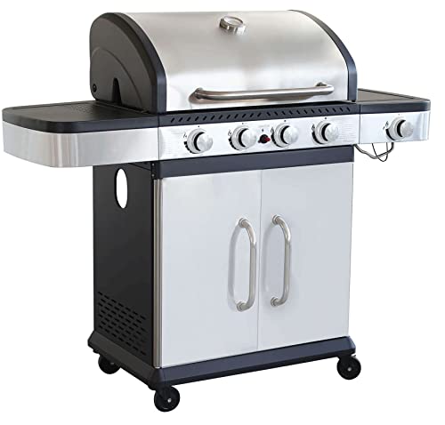 CAESAROO Barbecue a Gas con Quattro fuochi Connor in Acciaio Verniciato Grigio e Nero - Nero e Grigio