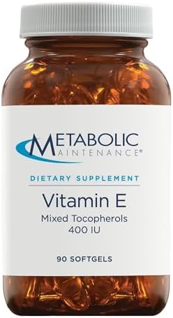 Metabolic Maintenance Vitamin E Complex (Mixed Tocopherols) 400 IU with D-Alpha D-Beta D-Gamma + D-Delpha Supplement – Cardiovascular + Antioxidant Support (90 Capsules)