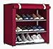 Insun Étagère à Chaussures en Métal Armoire à Chaussures Non Tissée épaissie Aanti-Poussière 3 Niveaux 60 × 30 × 55 cm Jujube Rouge
