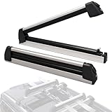 Ski-Halter Dachträger-Set Aufsatz für universelle Querträger, Alu-Skiträger mit Schienensystem. Transport von bis zu 2 Snowboards ODER 4 Ski-Paaren. Mit Sicherheitsschloss & Verstellbarer Halterung.