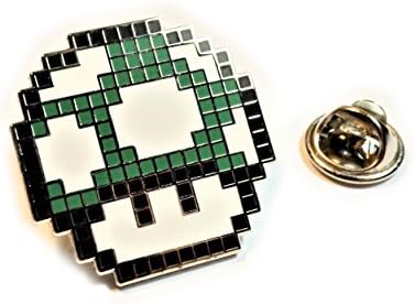 Super Mario World GREEN MUSHROOM 1UP Pixel SNES Hat Jacket Tie Tack Lapel Pin