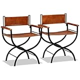 Sitzbreite: 53 cm vidaXL 2X Esszimmerstuhl Klappbar Echtleder Design Lederstuhl Sessel Lehnstuhl