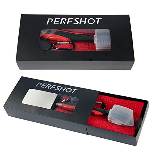 Perfshot Microfiber Waffle-Weave Golf Towel With Golf Club Brush | 16"*24" Towel | Multi-Use Groove Cleaner (Blue Towel + Blue Brush) #TOP3