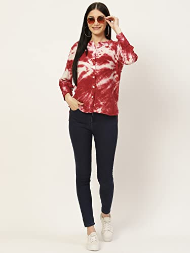 Image of Maaesa - Women Handcrafted Tie-Dye Rayon Shirt | Casual & Office Wear | Relaxed Fit | Long Sleeve | Breathable & Lightweight Fabric